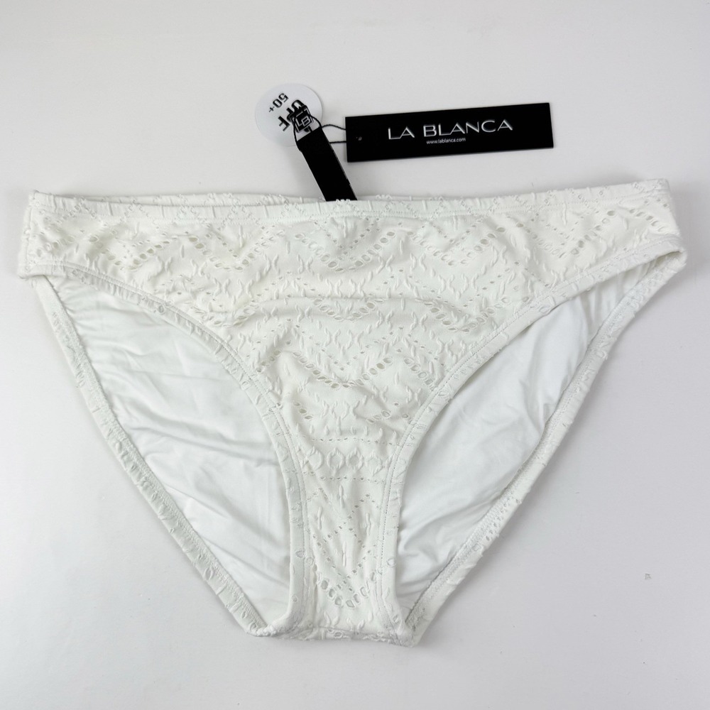 La Blanca Bikini Bottom Womens 10 White Saltwater Sands Hipster NWT NEW